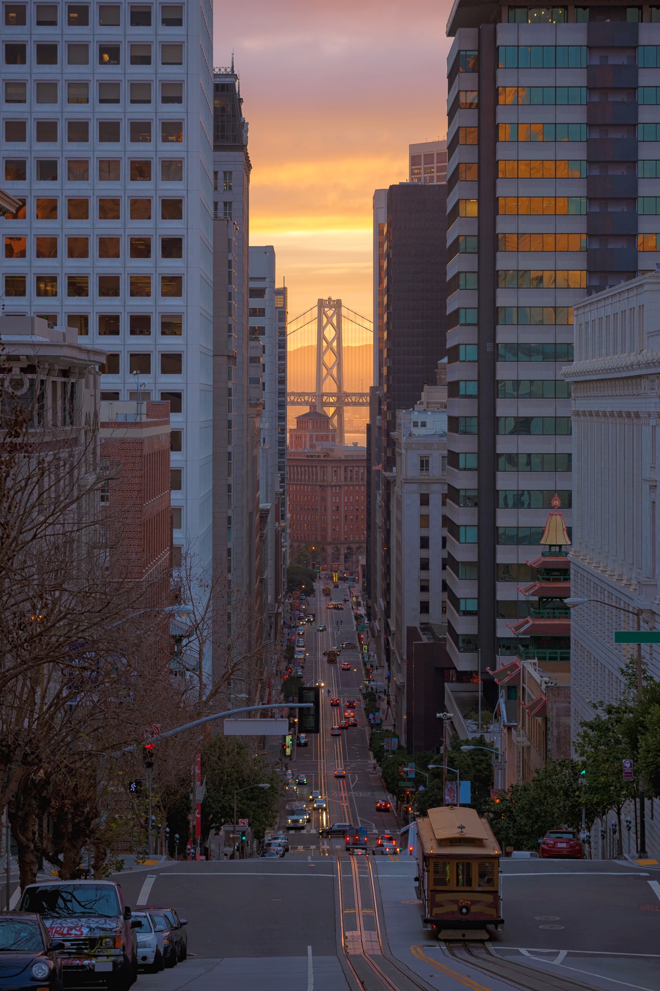 San Francisco road, Cable car route, Bay Bridge, California, USA
